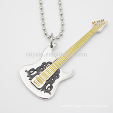 Filling Enamel Stainless Steel Silver Guitar Shaped Pendant Necklace